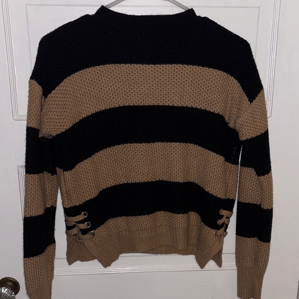 Pink Republic Black and Tan Striped Sweater - Picture 4 of 5